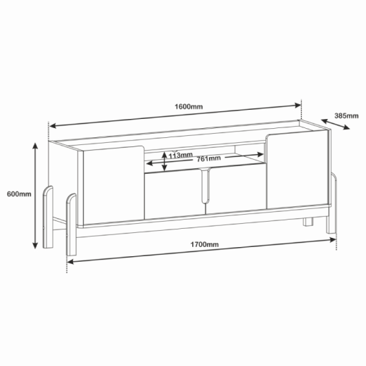 RACK CASA D 80584 LIZZ 1.70 CINZA PEROLA/CEDRO