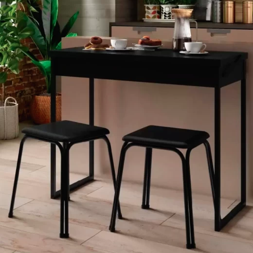MESA PLEGABLE CARRA 1590 2 TAB. NEGRO