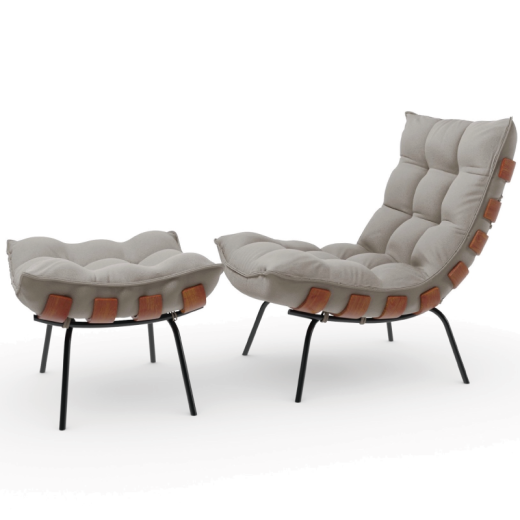 POLTRONA EMMA COSTELA C/PUFF TEC 2033 MAD METAL