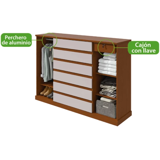 COMODA LOPAS VEDRA 7CAJ2PTAS FRASSINO/OFF WHITE 7641376