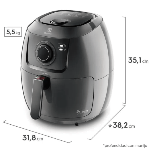 FREIDORA AIR FRYER ELECTROLUX  EAF50 5L 1700W NEGRO