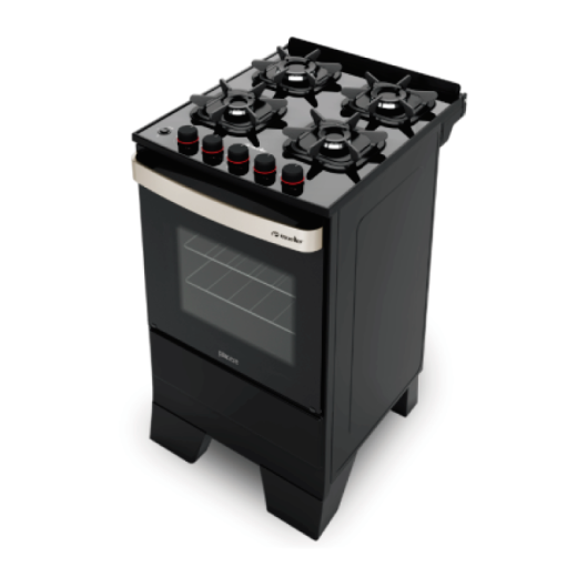 COCINA MUELLER 4H PIACERE VETRO MFV4BF NEGRO C/ENC