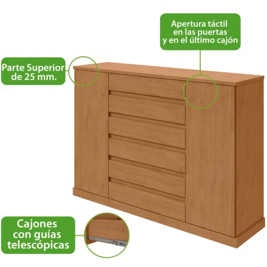 COMODA LOPAS VEDRA 7CAJ2PTAS AMENDOA CLEAN 76413640