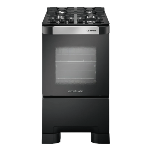 COCINA MUELLER DECORATO VETRO 4B NEGRO  C/ENCENDIDO