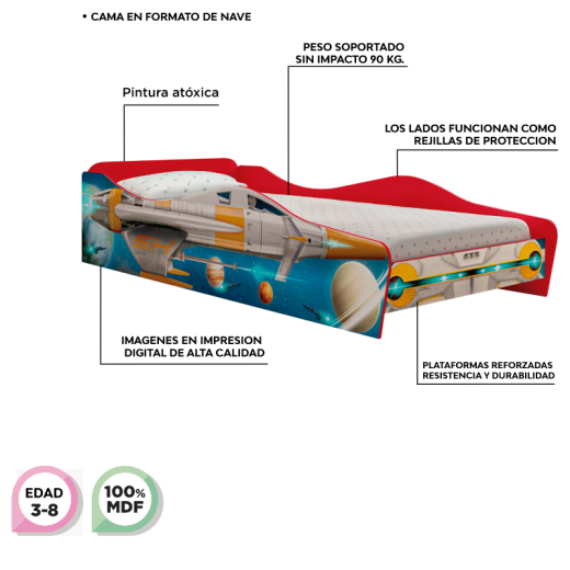 CAMA ESTRELA SPACE PLUS 27972-23111-27983 C/LUZ