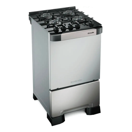 COCINA MUELLER DECORATO VETRO 4B INOX  C/ENCENDIDO