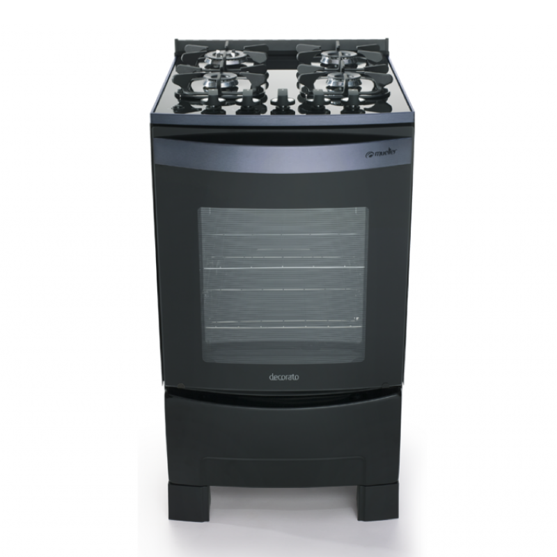 COCINA MUELLER DECORATO VETRO 4B NEGRO  C/ENCENDIDO