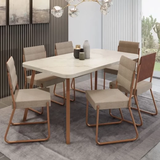 JGO DE COMEDOR CARRA ALMERIA 1597 6S 1736 CUER CAR/ROSE