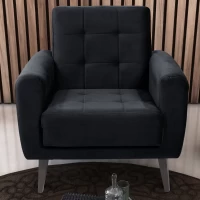 POLTRONA MX LIVIA 1185 T.281 CORINO NEGRO PIE DE MADERA