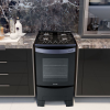 COCINA MUELLER DECORATO VETRO 4B NEGRO  C/ENCENDIDO